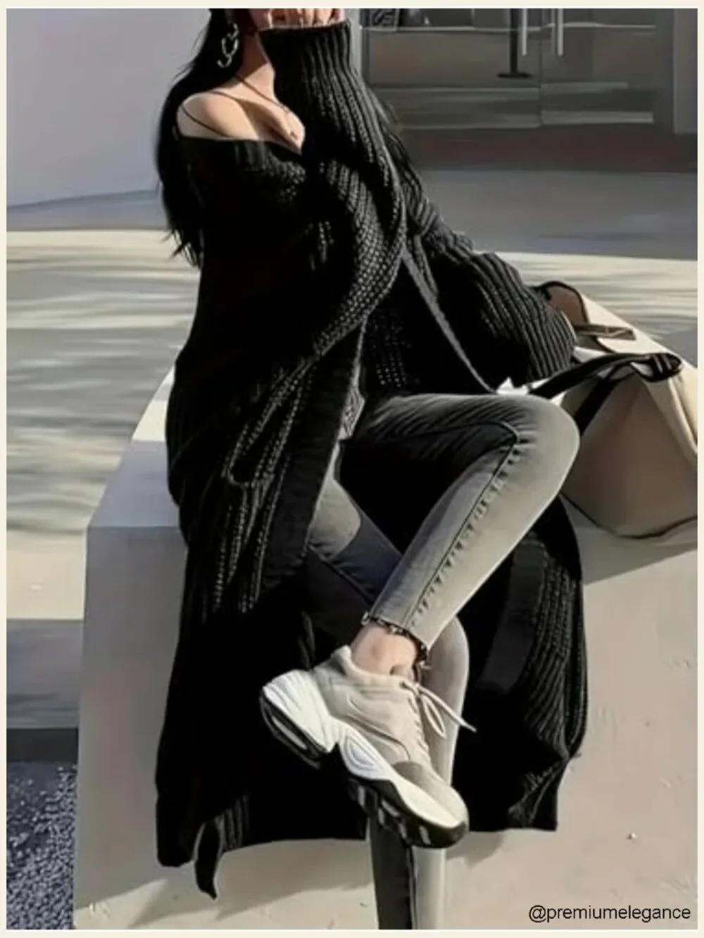 Plus Size Oversized Long Cardigan Sweater Chunky Knit Open Front Duster Coat